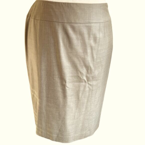 Lafayette 148 New York Tan Wool/Elastane Pencil Skirt - Size 10 - Picture 1 of 6